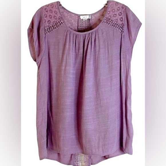 Boho Embroidered Flowy Cap Sleeve Purple Top Women Size Medium HSH - Picture 1 of 8
